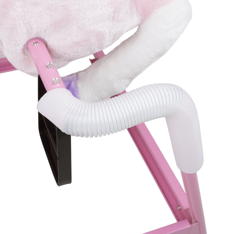 Spring Rocking Horse - Plush Bouncy Ride-On Toy with Fun Sounds, Wood Handles, and Adjustable Stirrups for Kids Ages 3 to 6 by Happy Trails