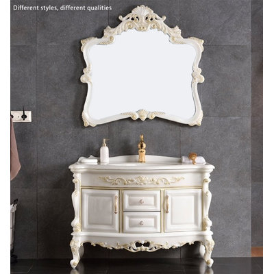 European Style Carved Artificial Stone Bathroom Vanity