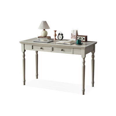Gray Rectangular Solid Wood with 2 drawers desk
