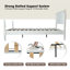 Cadre grand lit avec tête et pied de lit, aucun sommier requis, 12 lattes en bois massif, pieds en métal au centre, anti-bruit et antidérapant, assemblage simple, rangement sous le lit, finition blanc pur-1080634212-1088551288