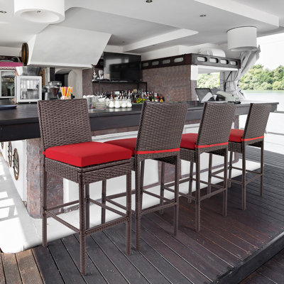 Arahi Patio Bar Stool with Cushion by Latitude Run