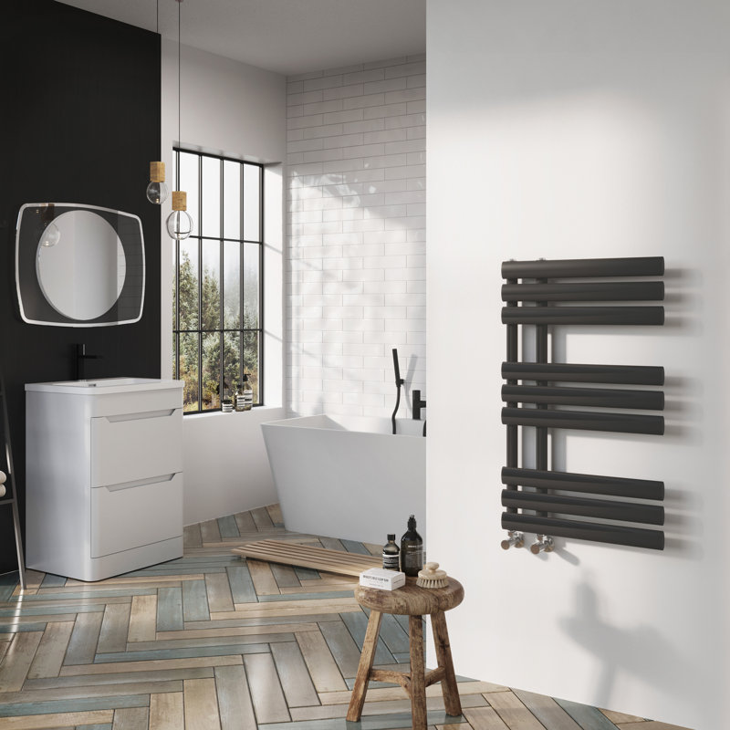 Flat Panel Towel Rail Heated Towel Rails, 82cm H x 50cm W x 56cm D, Anthracite
