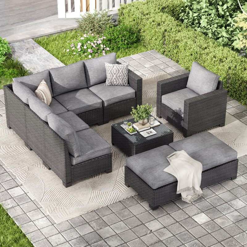 4 - Person Outdoor Wicker Patio Conversation Furniture Set