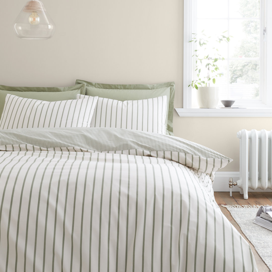 Hampton Stripe 200 Thread Count Cotton Reversible Duvet Cover Set
