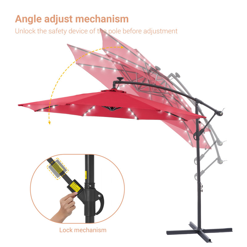 Parasol en porte-à-faux 10 pi Atanase, Rouge