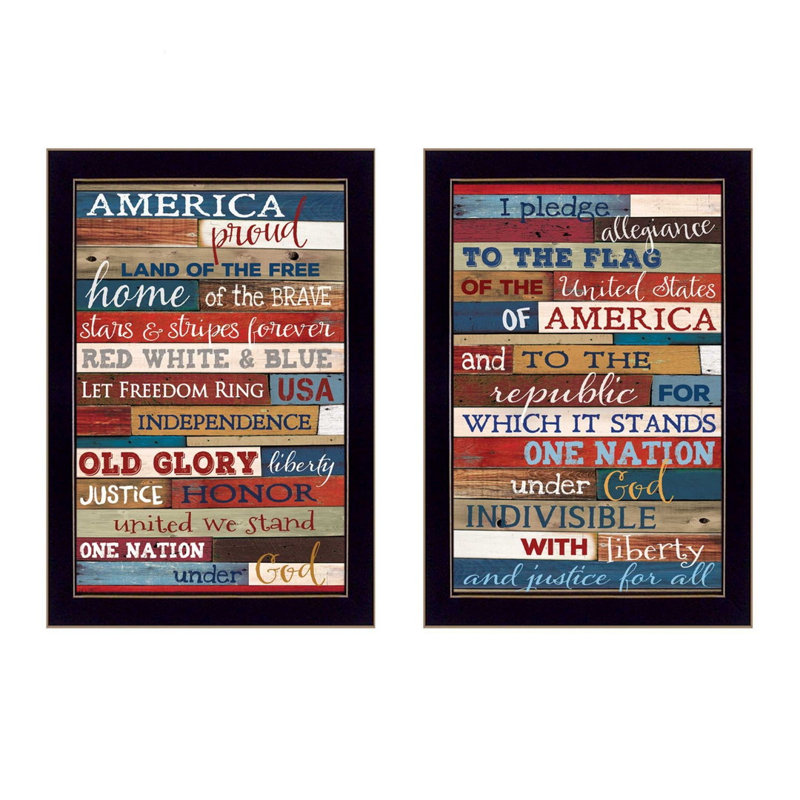 «America Proud II», ensemble de 2 encadrements de vignettes pour le salon et la maison par Marla Rae