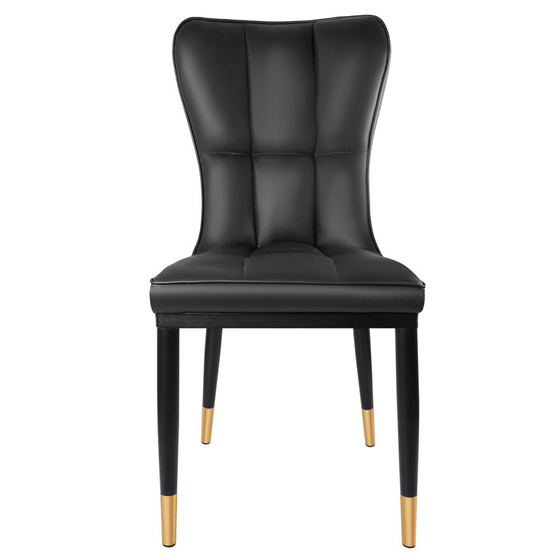 Chaise de salle à manger à dossier solide, Noir