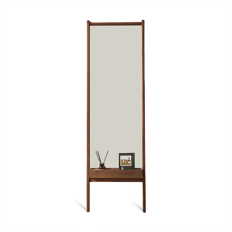 Rectangle Solid + Manufactured Wood Full Length Mirror, Black Walnut