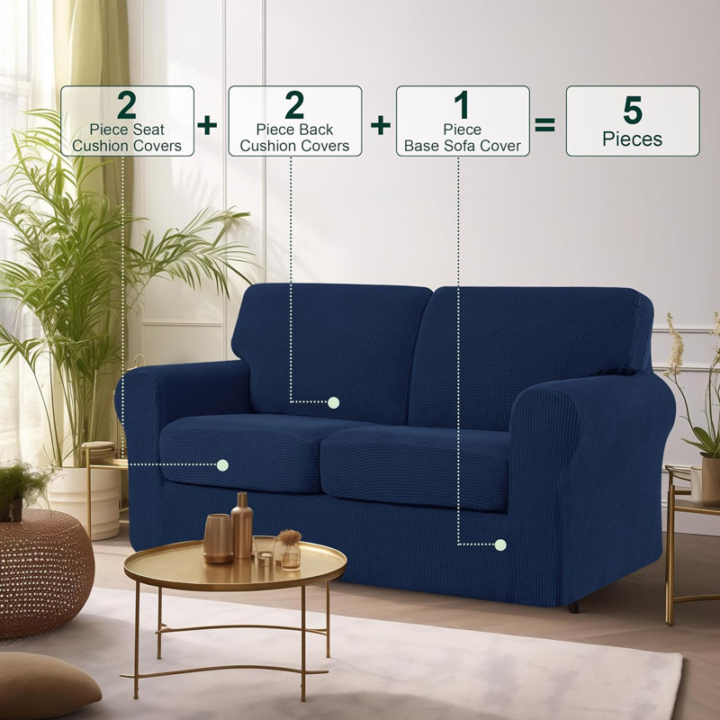 Housse pour causeuse à coussins carrés / rectangulaires en polyester, Polyester marine