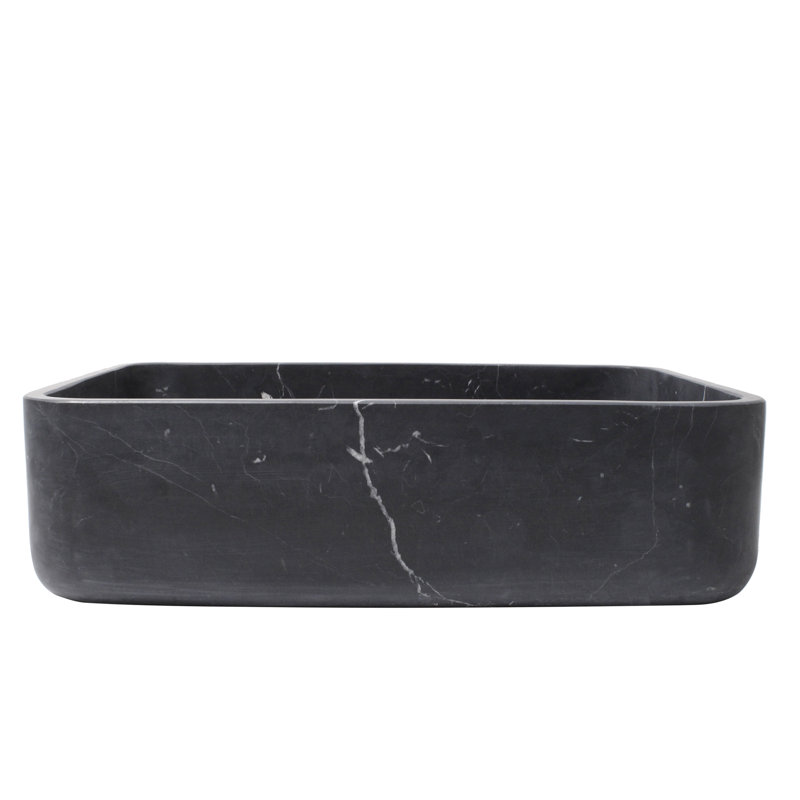 Barclay Maxton 12.75'' Marble Rectangular Bathroom Sink, Honed Black Forest Marble
