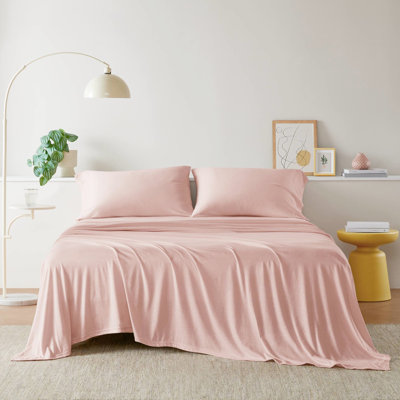 Literie en mélange de coton toutes saisons pour grand lit - exceptionnellement absorbante et douce, pendant les jours d'été, les nuits d'hiver, convient à un matelas jusqu'à 16 po, comprend 1 drap plat, 2 taies d'oreiller, 1 drap-housse, une machine