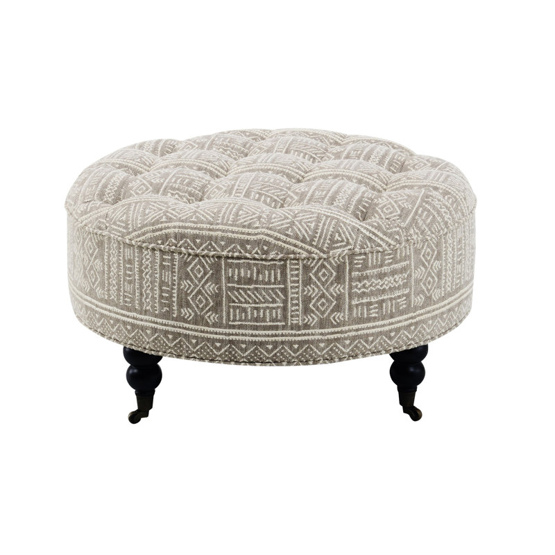 Upendo Pattern Fabric Ottoman W/Casters