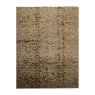 Mark Phillips One-of-a-Kind Rectangle 9' X 12' 1970s Wool Area Rug in Moss