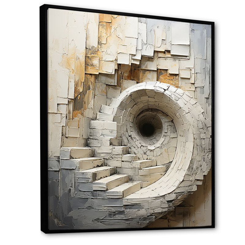 Cionne - Décoration murale spirales abstraites_106216, H 44 po x l 34 po x P 1,5 po, Toile avec cadre flottant noir