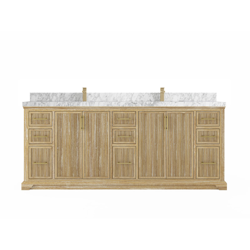 Ensemble de meuble-lavabo double 84 po Boonton, Marbre blanc