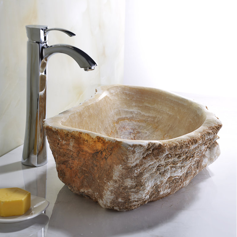 ANZZI Desert 14'' Dark Honey Stone Specialty Bathroom Sink