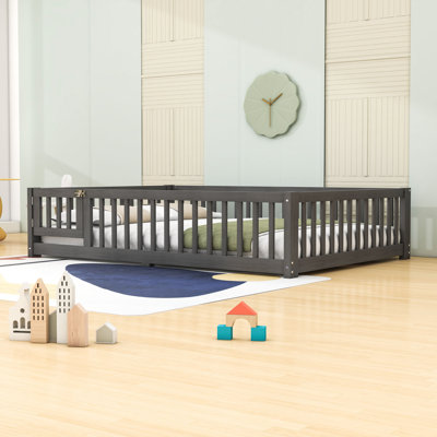 Floor Bed with Removable Slats and Safety Rails