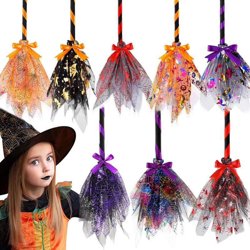 Ensemble de 2 accessoires de balai de sorcière d'Halloween, accessoires de balai de sorcière, accessoires de costumes de sorcière pour Halloween