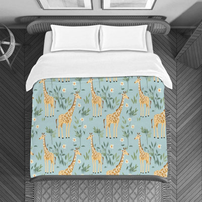 Giraffe Animal Blue Polyester Duvet Cover