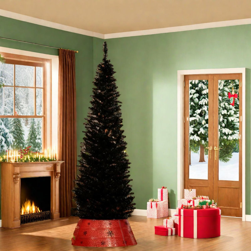 Arbre de Noël au crayon noir peu encombrant, compact et moderne pour toute maison