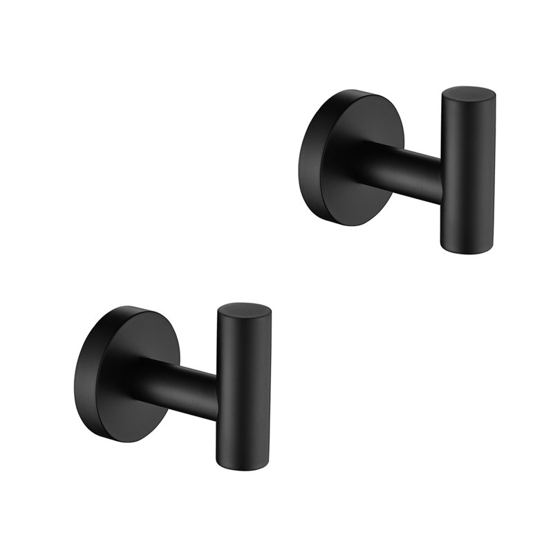 2 Pieces Towel Hook Stainless Steel Matte Black Wall Mounted Rustproof Scratch Resistant