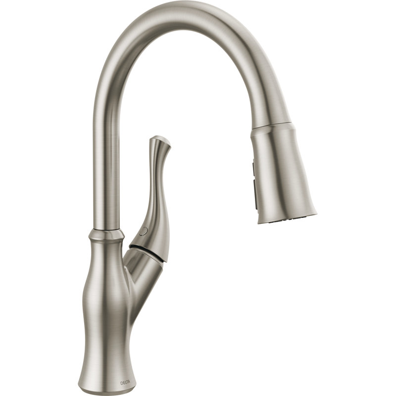 Robinet de cuisine en nickel brossé avec douchette extractible Ophelia, robinet d'évier de cuisine monotrou moderne, poignée simple, acier inoxydable SpotShield