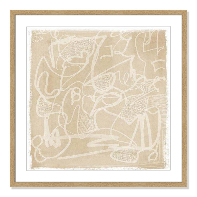 «Scribble Elegance» par Leah Straatsma, Boîte naturelle encadrée, H 27,5 po x l 27,5 po x P 1,25 po