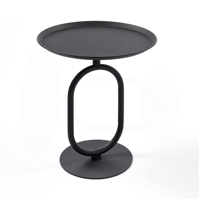 Table de bout en métal de forme lanterne, H 21,3 po x L 18,9 po x l 18,9 po, Noir