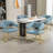 Modern Gold Metal Frame Upholstered Armchair Dining chair (Blue)-1971449096