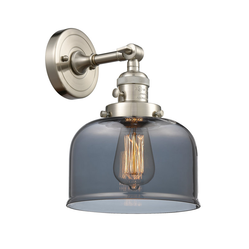 Applique murale 1 lumière 5 po Bell, Ampoule à DEL rétro de 3,5 W, Plaqué couleur fumée, Nickel satiné brossé