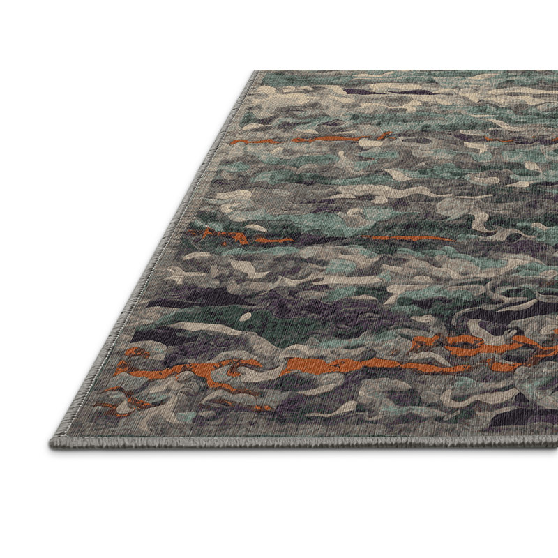 Machine Washable Gray Area Rug, Rectangle 3' x 5'