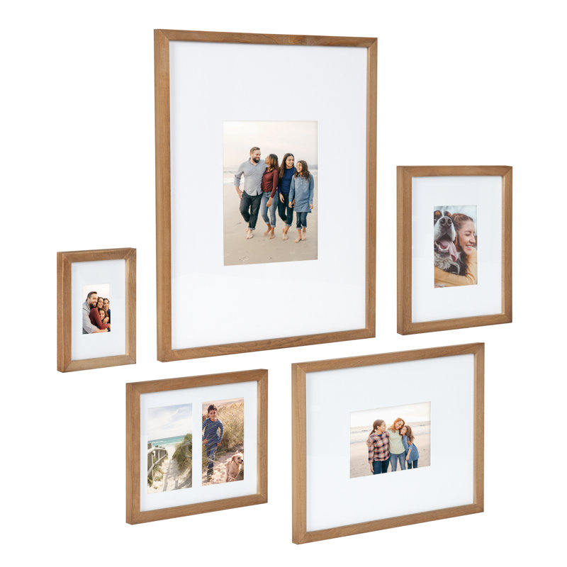 Kinde Matte Picture Frame - Set of 5 with Mat, Gold