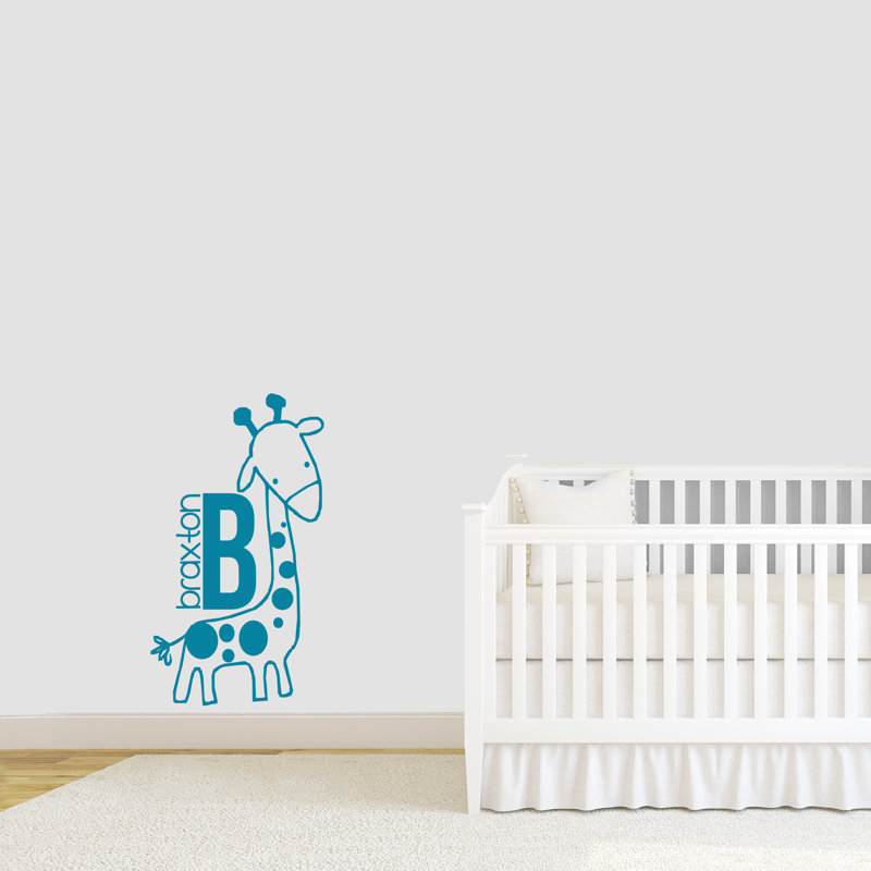 Adhésif décoratif girafe personnalisé, Bleu sarcelle, Oui