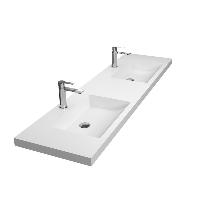 Lavabo à double cuve intégrée Themis 71 pouces 