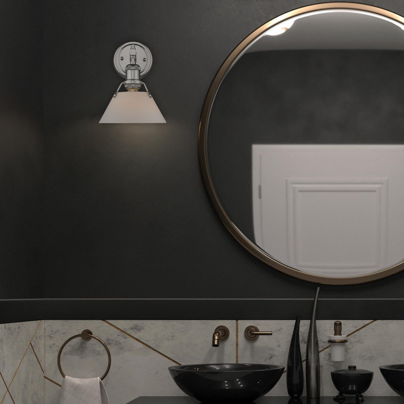 Felda Dimmable Steel Vanity Light, Chrome, Opal Glass, 1 Lights