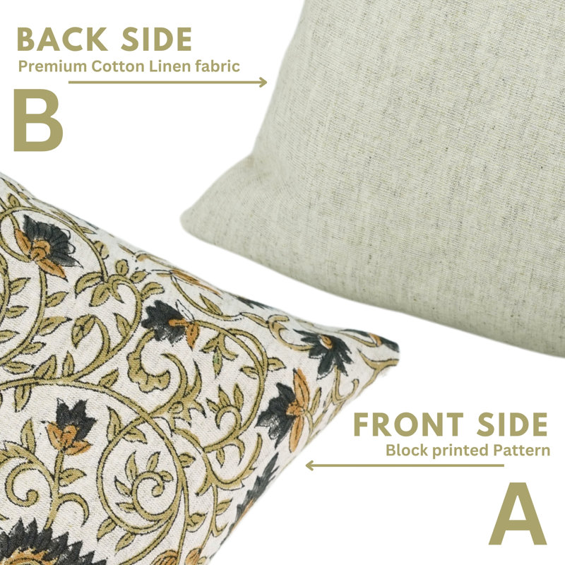 Housse de coussin en coton Floral, Carré, H 20 po x l 20 po