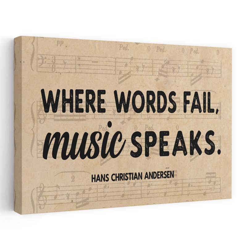 «Where Words échouent la musique parle», art contemporain abstrait, H 24 po x l 36 po