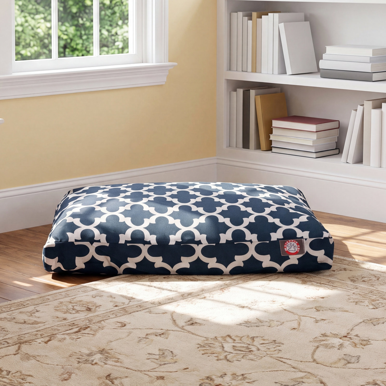 Trellis Geometric Pet Pillow, Large (36" W x 44" D x 5" H), Navy