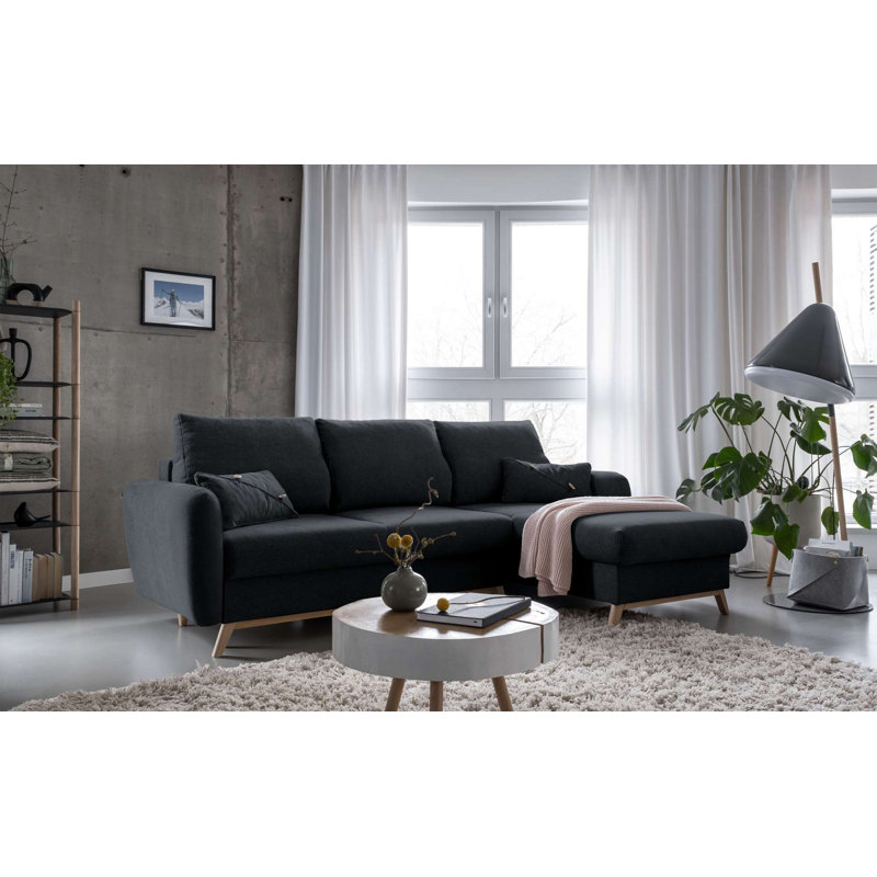 Scandic Lagom Corner Sofa Bed, Dark Grey, Right Hand Facing