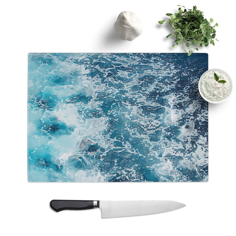 Tempered Glass Waters Chopping Board, 39 cm W x 28.5 cm L