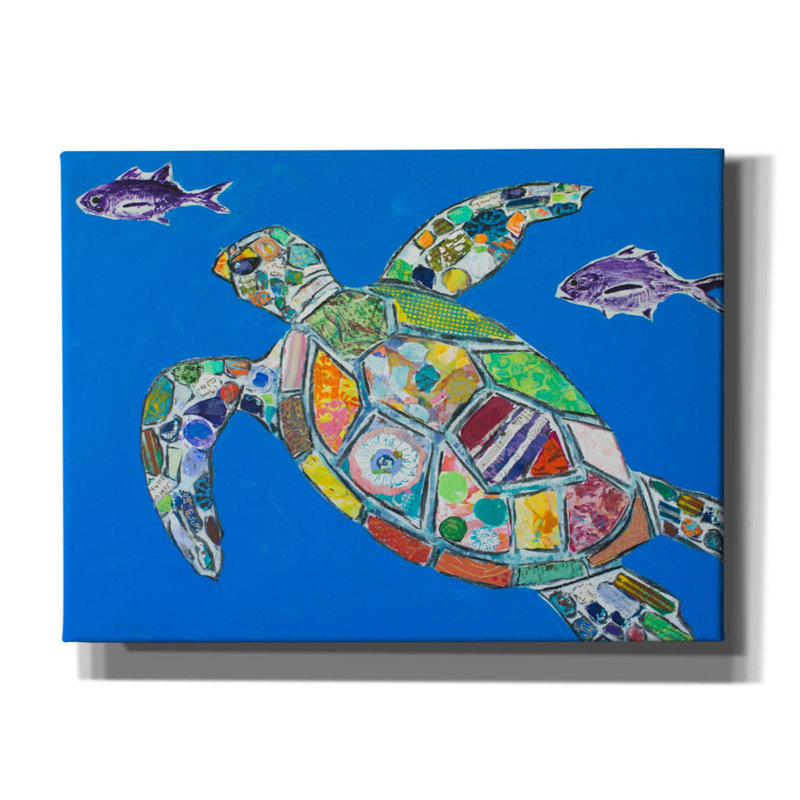 «Eyer Blue Sea Turtle» sur toile par St. Hilaire Elizabeth, reproduction, H 40 po x l 54 po x P 1,5 po