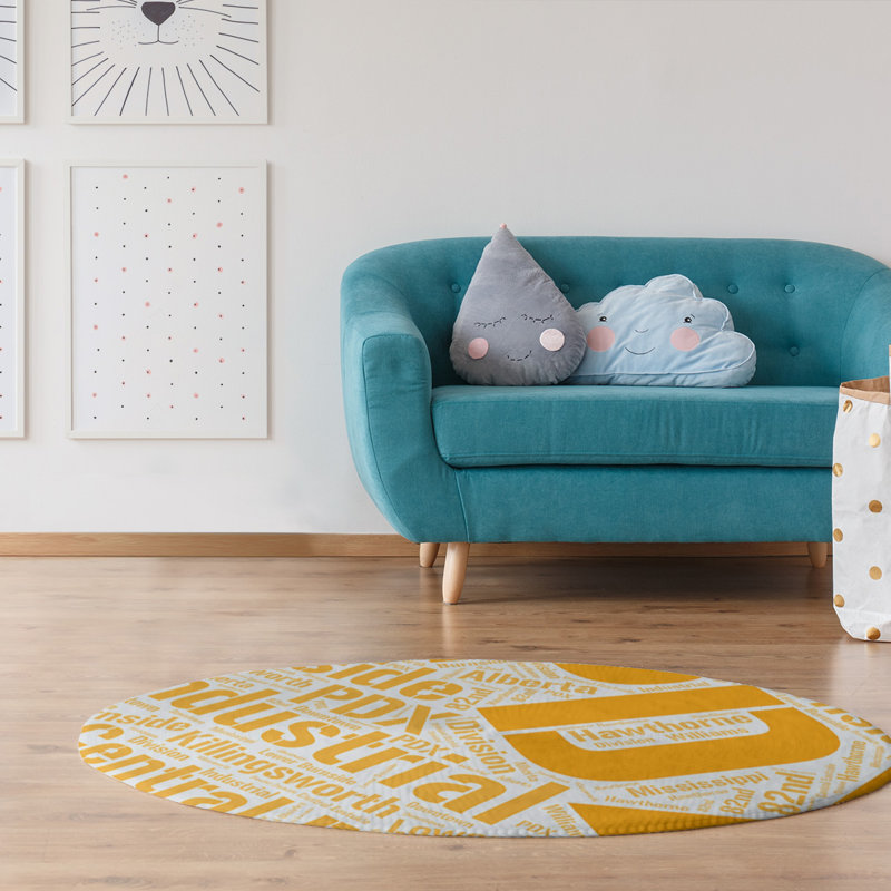 Tapis de zone orange à tissage plat poils longs, Rond 5 pi