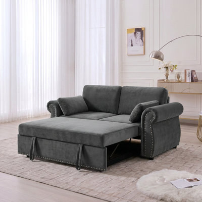 Loveseat Sleeper Sofa with Pull-Out Bed, USB Port, Cup Holders and 3 Adjustable Positions