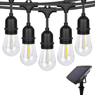 Guirlande de 48 lumières à énergie solaire standard de 48 pi à 15 ampoules à énergie solaire, incassable, crépuscule à l'aube