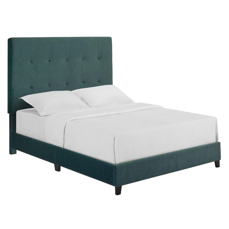 Artrina Upholstered Tufted Platform Bed, Queen, Green