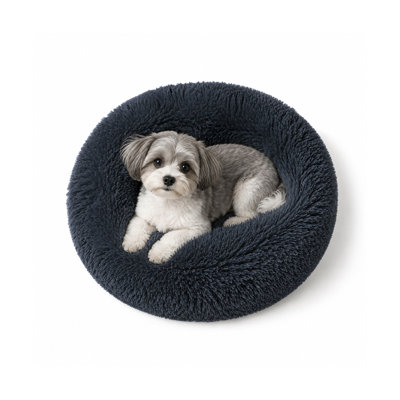 Lit pour chien Donut 23 po, en fausse fourrure, pour animaux de compagnie
