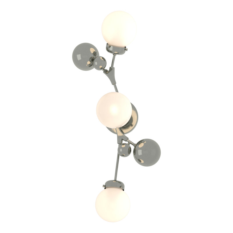 Plafonnier encastré à intensité variable 3 lumières Sprig, Verre opale, Argenté
