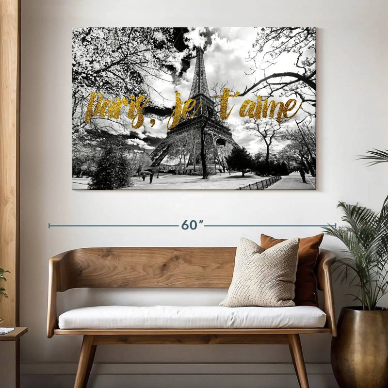 Eiffel Tower Paris Je T'Aime, 34" H x 51" W
