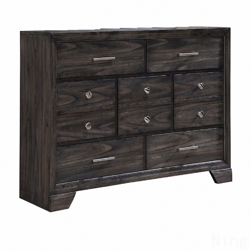 Commode en bois avec tiroirs en bois foncé 1Pc