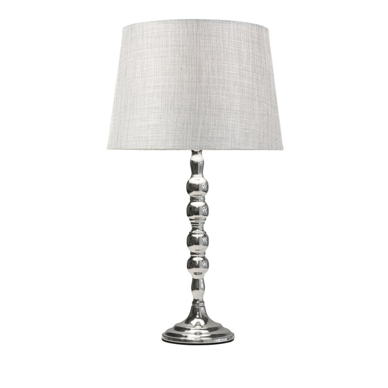 Waukena 50cm Candlestick Table Lamp, Grey, 50cm H x 28cm W x 28cm D, Silver